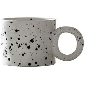 Koffiegeschenken keramische koffiemok handgemaakte beker ring handvat keramische mokken voor koffie porseleinen mok bierbekers drinkgerei mok (maat: 450 ml, kleur: zwarte stip)