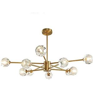 NZDY Kristallen Kroonluchter 8 Lichten Sputnik Kroonluchter Messing Moderne Hanger Verlichting Mid Century Kroonluchter Plafondlamp voor Keuken Eetkamer Woonkamer, Koper. , 5+5