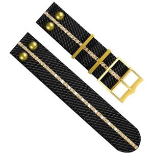 dayeer Nylon canvas horlogeband voor Hamilton stoffen horlogeband klinknagel polsband (Color : A30 Gold Buckle, Size : 20mm)