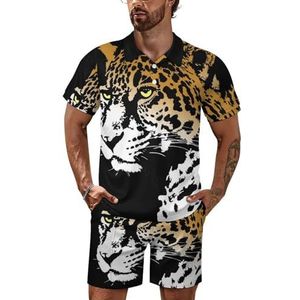 Jaguar Poloshirt voor heren, set met korte mouwen, trainingspak, casual, strandshirts, shorts, outfit, M