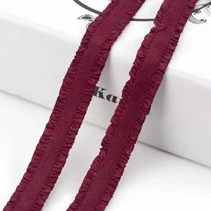 22/45 yards 13,0 mm dubbele ruche elastische band kant rubberen lint haarband ondergoed beha riem DIY kleding naaien accessoires-10 wijn-13.0 mm-45 yards