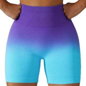 Gradiënt Naadloze Yoga Shorts Gym Running Training Strakke Sport Shorts Dames Hoge Taille Elastische Butt Lifting Fitness Broek