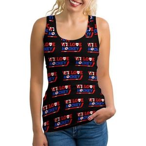 We Love Hockey Lichtgewicht Tank Top voor Vrouwen Mouwloze Workout Tops Yoga Racerback Running Shirts 2XL