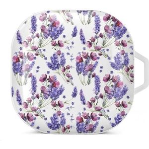 Aquarel Lavendel Bloemen Oordopjes Hoesje Compatibel met Samsung Hard Shell Beschermhoes Wit-Stijl