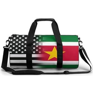 Zwart En Wit USA Suriname Vlag Draagbare Gym Tas Voor Vrouwen En Mannen Reizen Plunjezak Voor Sport Print Gymbag Grappige Yoga Tas
