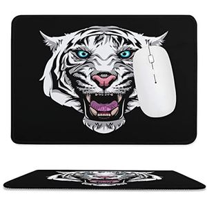 Wildcat witte tijger muismat antislip muismat rubberen basis muismat voor kantoor laptop thuis 7,9 x 9,4 inch
