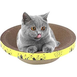 Kartonnen kattenmand - Kartonnen kattenkrabber | Ovale kattenkrabber | Krabplank voor katten | Duurzaam kattenkrabbord met hoge dichtheid | Ovale kattenkrabber met hoge dichtheid