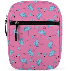 Pink Love Flamingo Mini Crossbody Tas Unisex Anti-Diefstal Side Schoudertassen Reizen Kleine Messenger Bag