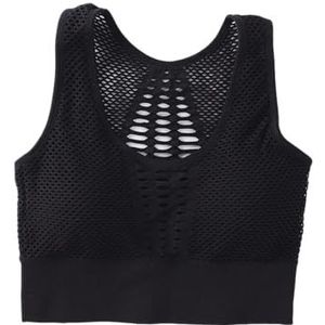 Dames Medium Mesh Support Cross Back Removable Cups Sport Bra Tops Freedom Naadloos (Color : Black, Size : One Size)