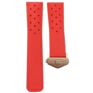 Jeniko Horlogeband Rubber Zacht Duurzaam Siliconen Compatibel met TAG HEUER-band MONACO Armband 22mm24mm FORMULA1 Horlogeband (Color : Red rose, Size : 22mm)