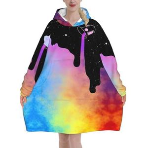 Oversized Pigment Hoodies Vrouwen Uk Pluizige Deken Hoodie Sherpa Vrouwen Fleece Draagbare Deken Mannen
