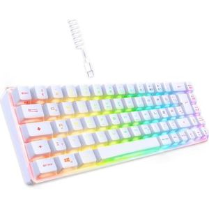 EMPIRE GAMING - K208 compact TCL kabelgebonden toetsenbord (DE-QWERTZ) 69 toetsen RGB - afneembare USB Type C kabel Plug & Play - PC/PS4/PS5/Xbox - 23 anti-ghosting toetsen (wit)