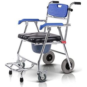 Rolstoelen Opvouwbare 4 in 1 stoel Douche Commode Opvouwbare rolstoel Toiletbril Afneembaar, licht opvouwbare handmatige zelfrijdende rolstoel van aluminiumlegering
