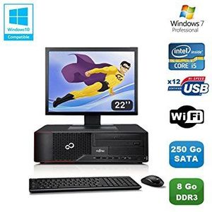 Fujitsu Esprimo E700 E90+ SFF i5 3,1 GHz 8 GB 250 GB WLAN-brander W7 +22 inch