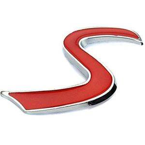 MOVKZACV S Front Grille Badge Embleem Decal, Auto Grill Hood Embleem Rode Letter S, 3D Auto Voorbumper Grill Embleem Badge Sticker Rood S Grill Embleem Badge W/Fitting Kit