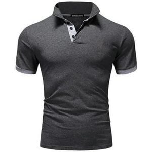 LQHYDMS T-shirts Mannen Mannen Shirt Tennis Shirt Dot Grafische Plus Size Print Korte Mouw Dagelijkse Tops Basic Streetwear Golf Shirt Kraag Business, Donkergrijs Lichtgrijs, M