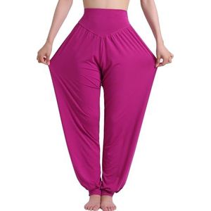 Hoerev Superzachte Spandex Harembroek Voor Yoga en Pilates,Fuchsia,L