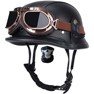 Motorhelm - Retro - Half - ECE Goedkeuring - Open Gezichtsmasker - Voor Volwassenen