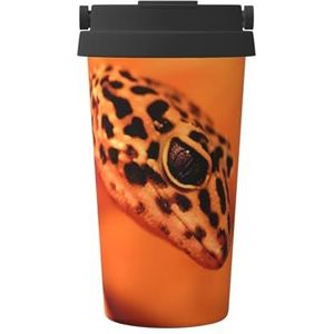 OdDdot Luipaard Little Gecko Print Reizen Koffie Mok Geïsoleerde Koffie Cup Herbruikbare Koffie Cups Vacuüm Rvs