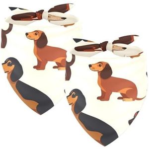 Set van 2 hondenbandana's, cartoon teckel hondensjaal, wasbare driehoekige slabbetjes hoofddoek voor kleine, middelgrote en grote honden, kat, huisdieren