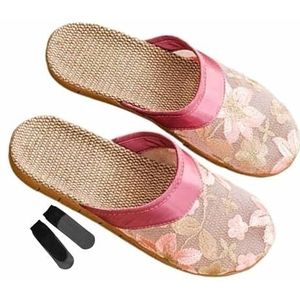 Chinese Mesh Slippers for Vrouwen Zomer Kant Chinese Slippers Gaas Uitgeholde Vrouwelijke Slippers Met Sokken (Color : Pink, Size : 39-40)