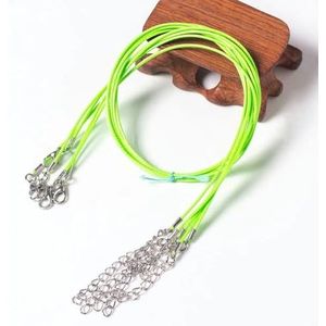 10 20 50 stuks/45 + 5 cm kleurrijke lederen wax touw ketting ketting hanger voor doe-het-zelf handgemaakte kreeft gesp sieraden accessoires-lichtgroen-50 stuks