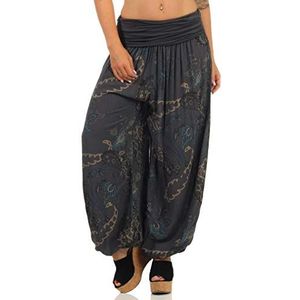 malito dames Aladdinbroek met opdruk | Harembroek om te dansen | Pofbroek om te chillen - Vrijetijdsbroek - Pofbroek 7185 (donkergrijs)