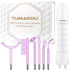 TUMAKOU Argon Hoge frequentie Gezichtsmachine - 6 in1 Purper Professionele Hoogfrequente Gezichtswand - Lichttherapie Gezichtshuidverstrakkingsmachine-apparaat voor Acne, Rimpelverwijdering, Haargroei