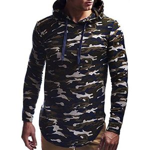 Leif Nelson Heren Hoodie Trui LN-6300, Camouflage, M
