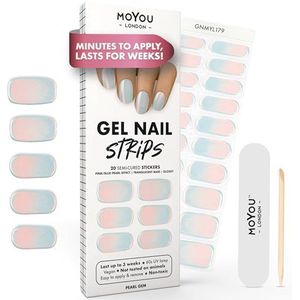 MOYOU LONDON Semi-geharde UV-gel strips - 20 stuks - UV-uithardend gelnagelfolie voor manicure in salonkwaliteit - parelmoer