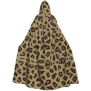 Bxzpzplj Gele mantel met capuchon en luipaardprint voor mannen en vrouwen, carnavalskostuum, perfect voor cosplay, 185 cm