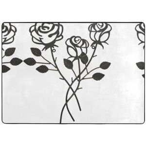 OdDdot Metalen Rose Print Gebied Tapijt Antislip Yoga Mat Vloer Tapijt Home Decor Voor Woonkamer Slaapkamer 203x148 Cm