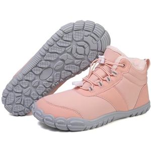 HiGropcore Winterlaarzen voor dames en heren, warme bontvoering, waterdichte sneeuwsneakers, instappers, blote voeten, brede teen, box, Zero Drop enkellaarsjes, Sc04 - Roze, 6 Wide Women/5 Wide Men