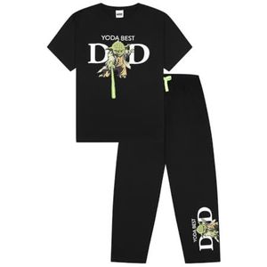 Star Wars Yoda Best Dad lange pyjamaset voor heren, Zwart, XL