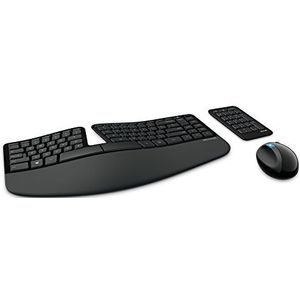 Microsoft Sculpt Ergonomic Desktop (set met muis en toetsenbord, Duitse QWERTZ-toetsenbordindeling, zwart, ergonomisch, draadloos)