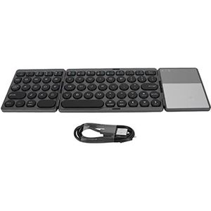 Opvouwbaar -Toetsenbord, ABS Opvouwbaar Toetsenbord Touchpad Ronde Toetsen 64 Toetsen Eenvoudig Uiterlijk Om Te Werken (BLACK)