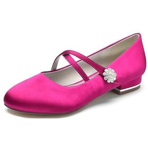 Hanfike Meisjes Womens Gesloten Teen Bruiloft Flats Mary Jane Ronde Teen Avond Schoenen JY252, Rosé, 42.5 EU