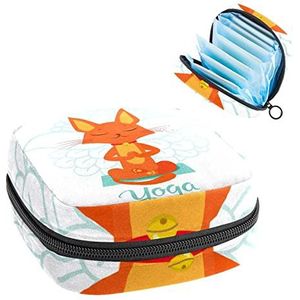 Fox yoga bloem periode Pouch draagbaar,Tampon opbergtas voor maandverband, Meerkleurig, 4.7x6.6x6.6 in/12x17x17 cm