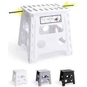 HOUSE DAY 33 cm opstapkruk, inklapbaar, wit, opvouwbare kruk, draagbare klapstoel, voetenbank, vouwkruk, tot 136 kg, voor volwassenen