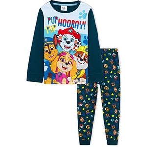 PAW PATROL Pyjama voor jongens, pyjama voor kinderen, jongens, 100% katoen, lange mouwen, T-shirt en broekset, pyjama kinderen, jongens en baby (Veelkleurig, 3-4 Jaar)