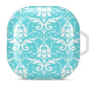 Bloemmotief Oordopjes Hoesje Compatibel met Samsung Hard Shell Beschermhoes Wit-Stijl