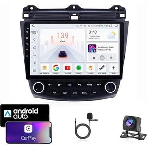 Android 13 Dubbel Din Auto Stereo Touchscreen Auto Stereo Voor Honda Accord 7 2003-2007 Met Bluetooth GPS Navigatie WiFi FM Radio USB/SWC/Plug en Play Ondersteuning Carplay&Android Auto(8 Core 4G+Wifi