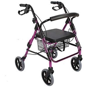 Rollator voor volwassenen Lichtgewicht Walker Koop voedselkar, aluminium opvouwbare winkelwagen, oude vierwielige loopwagen Trolley Antislip wandelstok met ziekenhuis Decoration