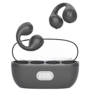 Niye Air Conduction bluetooth 5.3-oortelefoons Open Oorclip-koptelefoon Met Microfoon Sportheadsets Voor Android IPhonees Samsunges(Black)