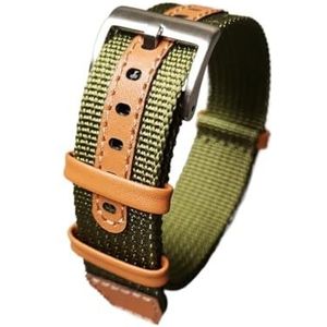 LQXHZ Hoogwaardige 18 Mm 20 Mm 22 Mm Gevlochten Nylon + Lederen Horlogeband Duurzaam Zonder Vervorming Horlogeband Compatibel Met Tissot (Color : Green, Size : 20mm)