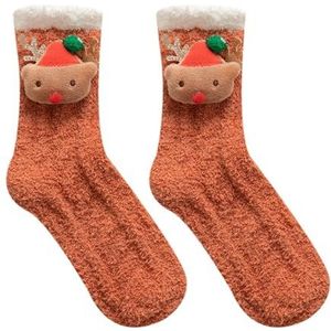Leadrop Kerstsokken voor de feestdagen, krimpvrije comfortabele zachte ademende vloerslippers, sokken, compatibel met vrouwen, Oranje, Eén maat