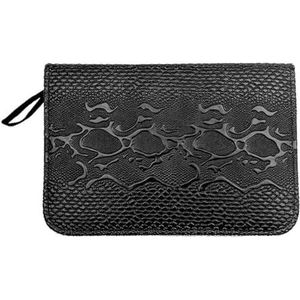 FOVAOK Professionele Kappers Schaar Lederen Tas Lederen Kappers Schaar Tas Kapper Kappers Opslag Gereedschap 5 Past Grote Ruimte, Zwart, 2PCS