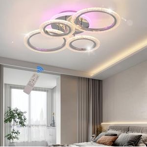 STCH Led-Plafondlamp, 60W, Dimbaar 3000-6500K, Moderne Plafondlamp, Woonkamerlamp, Slaapkamerlamp, Keuken Plafond Lampen, Verstelbare Licht Kleur/Helderheid, Kroonluchter met Afstandsbediening