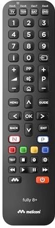 Meliconi Fully 8+ 8-in-1 universele afstandsbediening, zwart – 808014