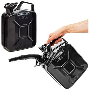 BW - Brandstof Jerrycan - Zwart - 2x 5 Liter met Schenktuit - TÜV-getest en UN-goedgekeurd